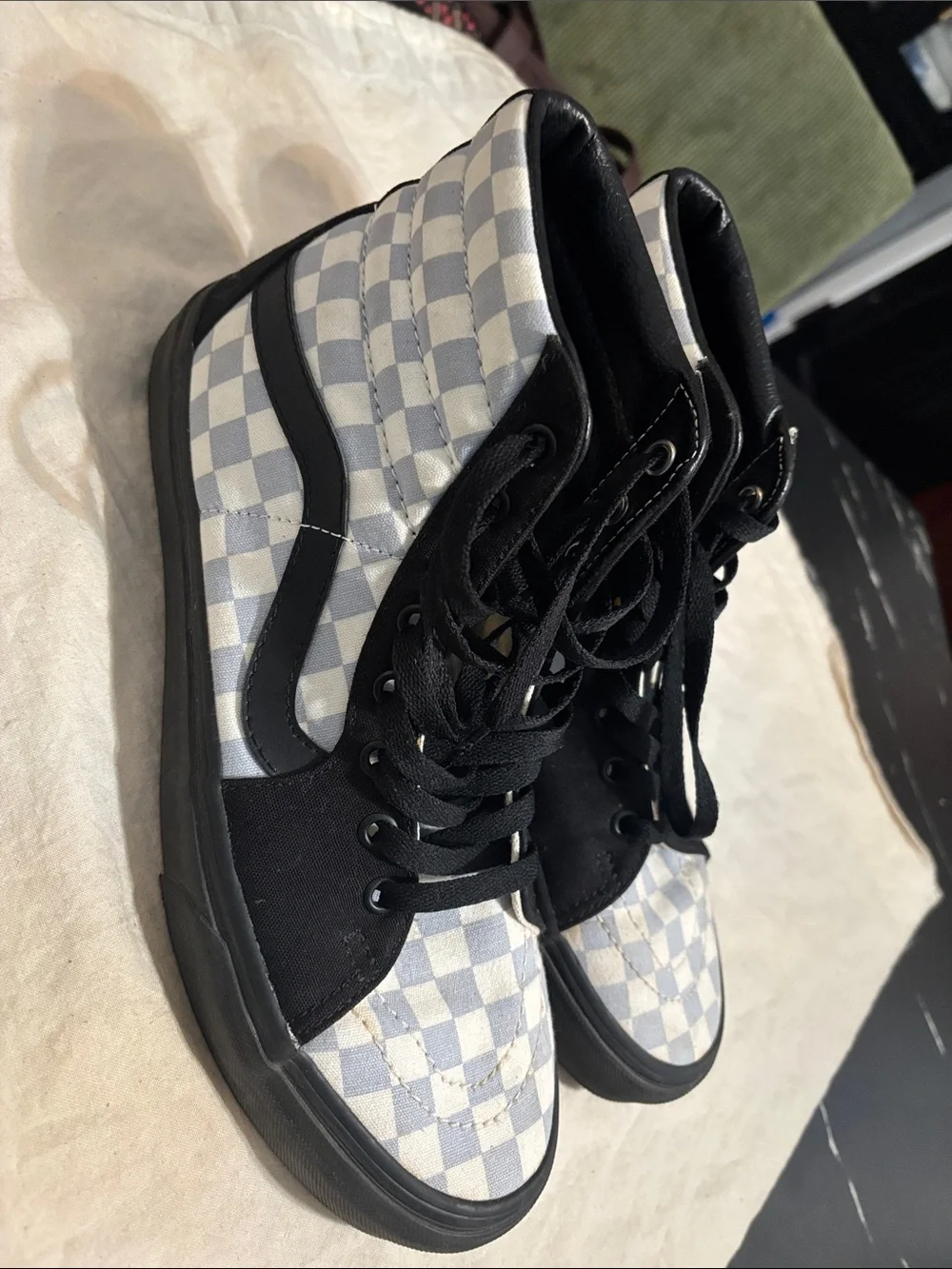 Vans Unisex Chukka Boots in Black and Light Blue Checkerboard